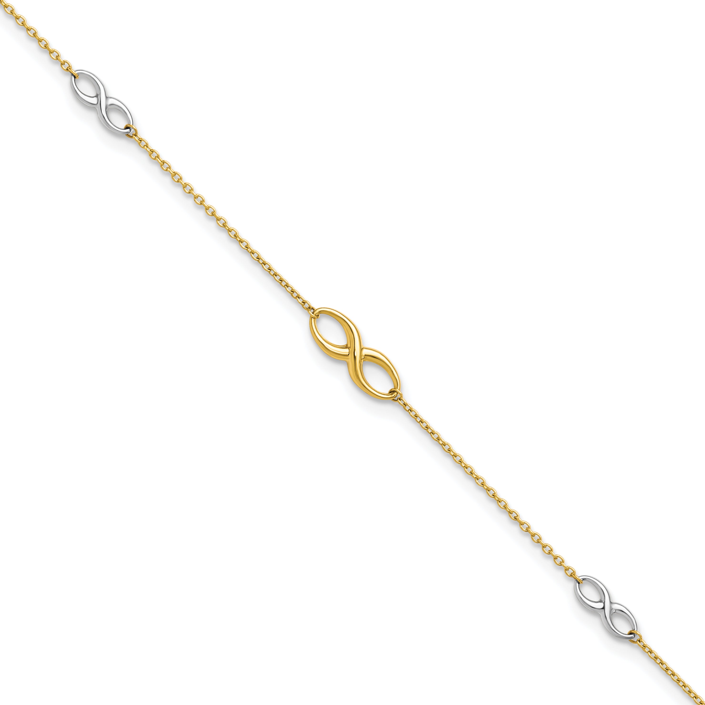 10K Two-tone Polished with 1in ext. Anklet Main image