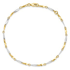 10K Two-tone Polished Fancy Link 1in ext. Anklet