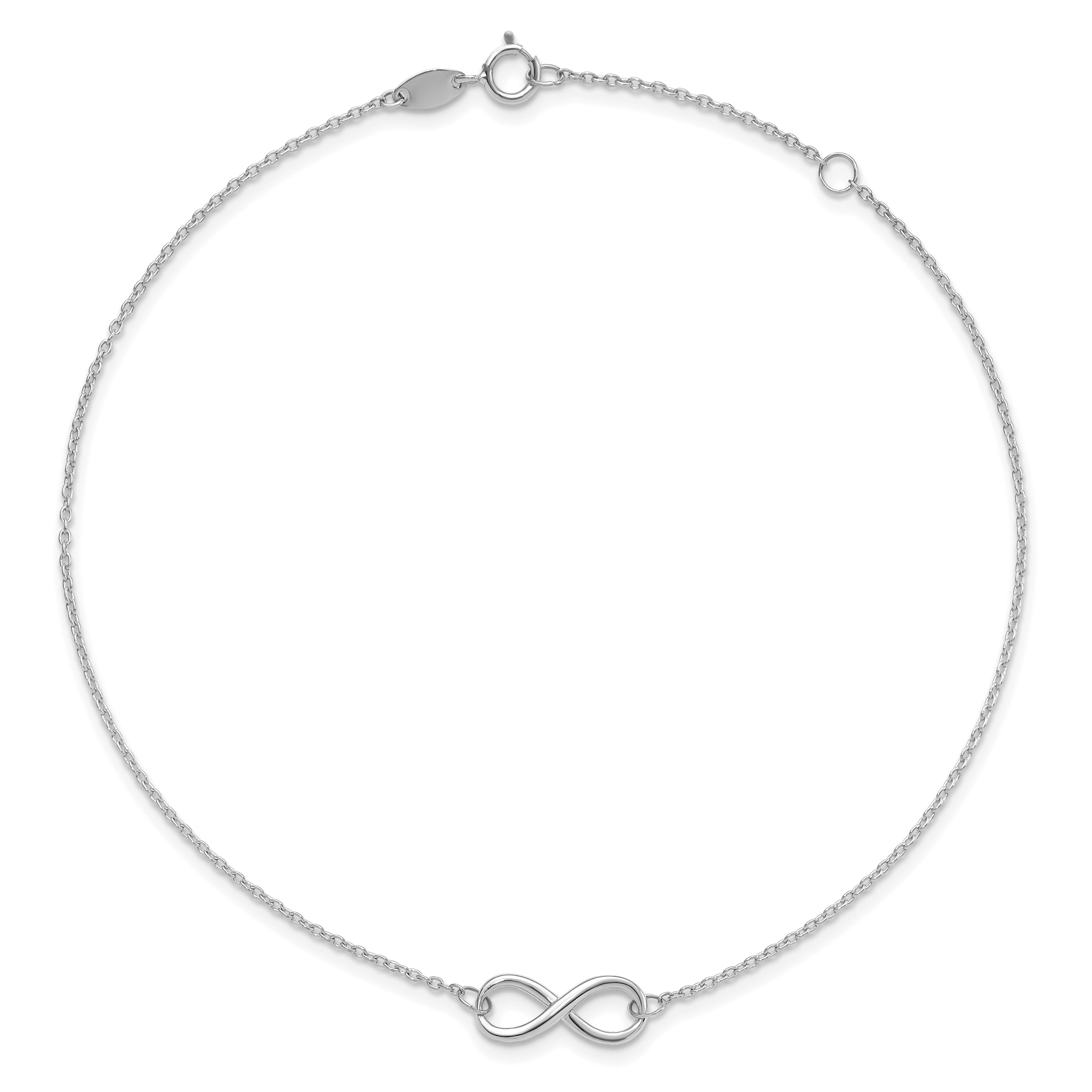 10K White Gold Polished Infinity with 1in ext. Bracelet