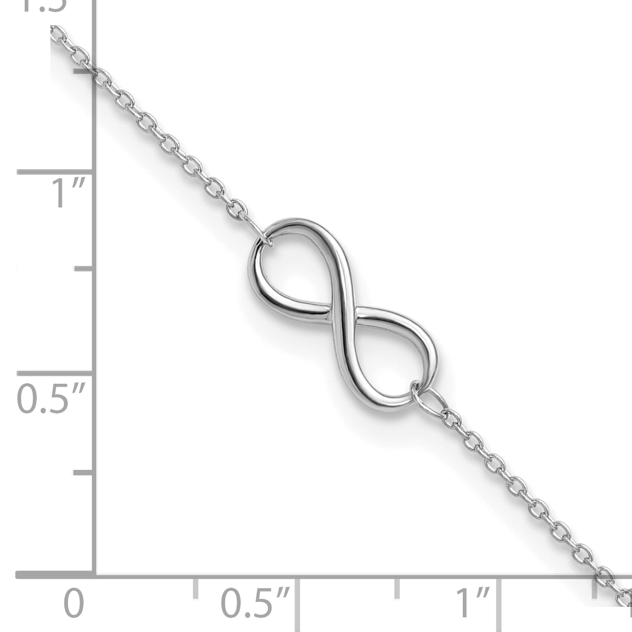 10K White Gold Polished Infinity with 1in ext. Bracelet