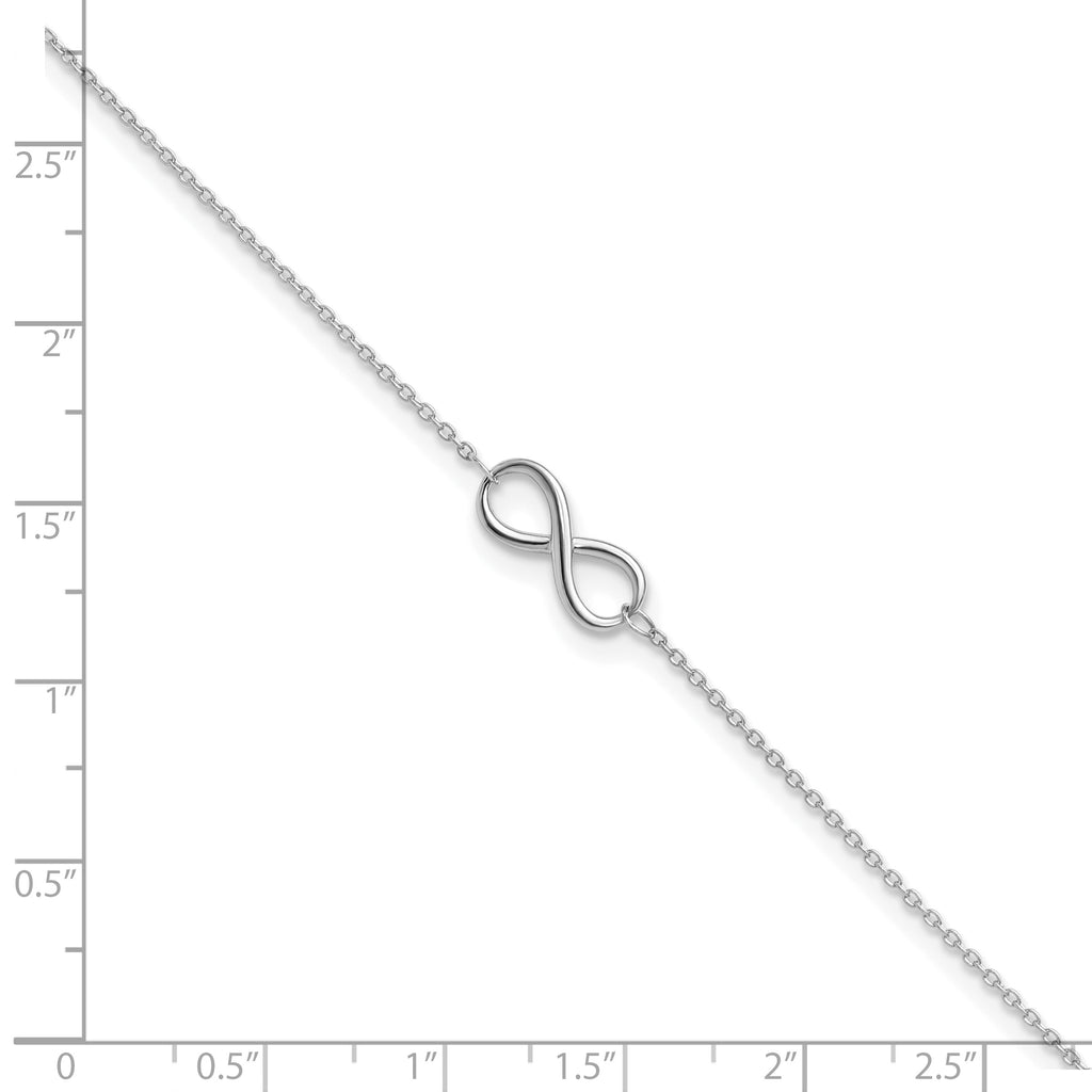 10K White Gold Polished Infinity with 1in ext. Anklet