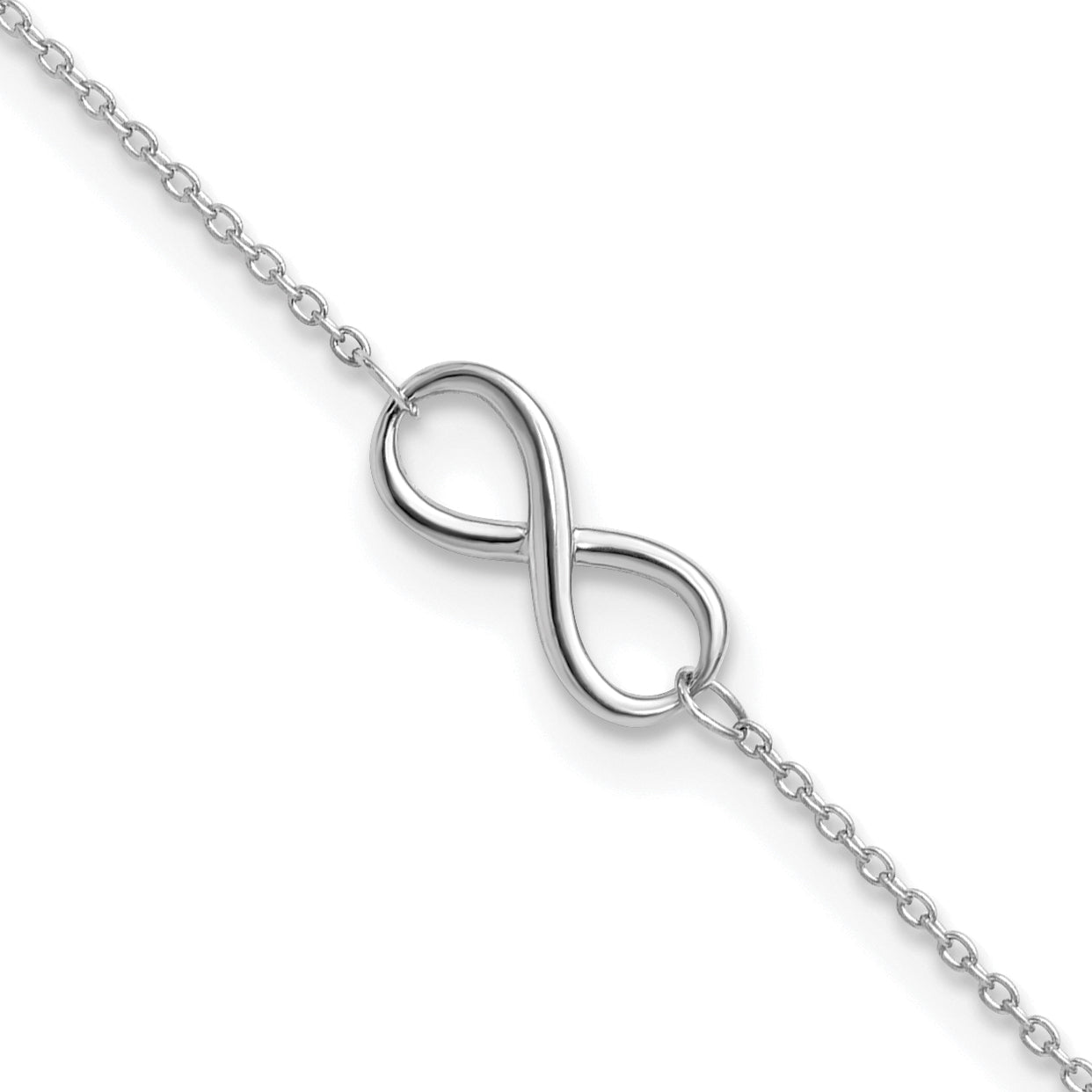 10K White Gold Polished Infinity with 1in ext. Anklet Main image