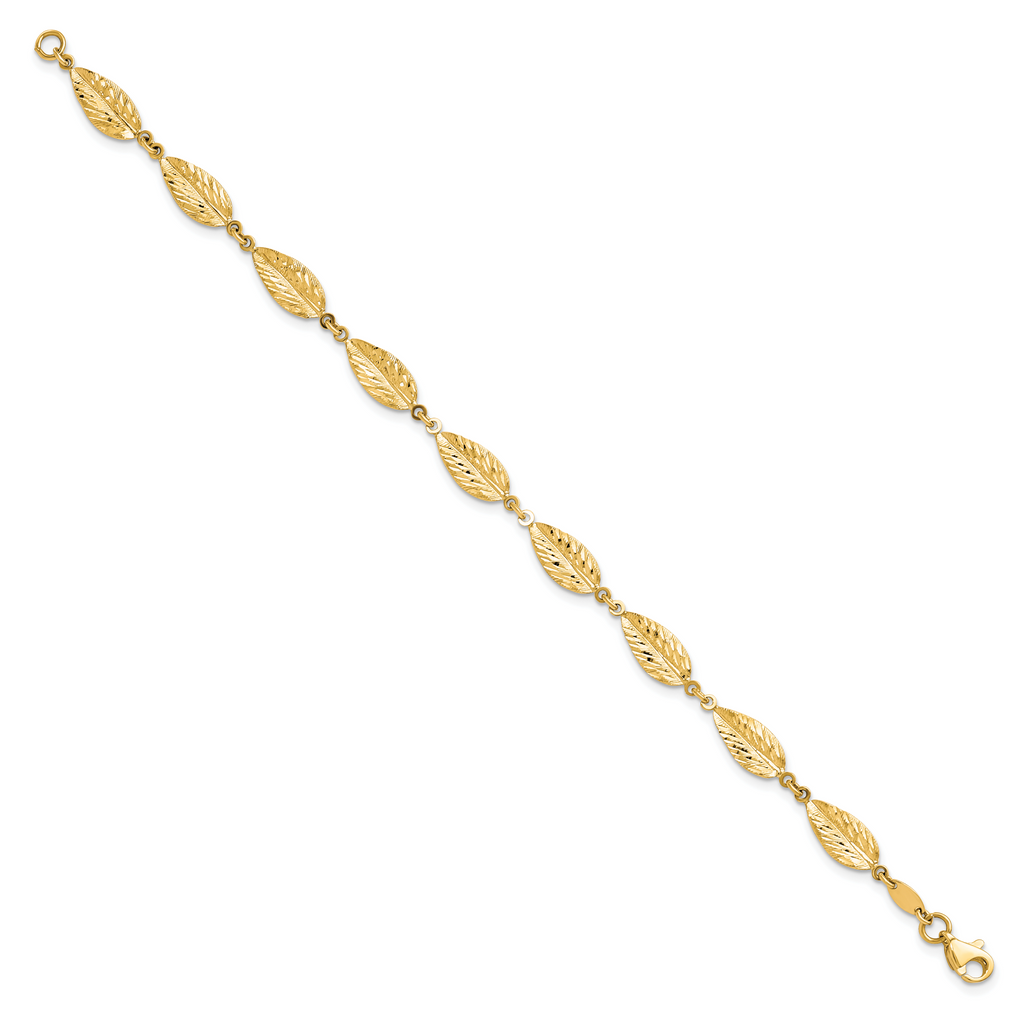10K Polished Leaf Bracelet