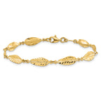 10K Polished Leaf Bracelet