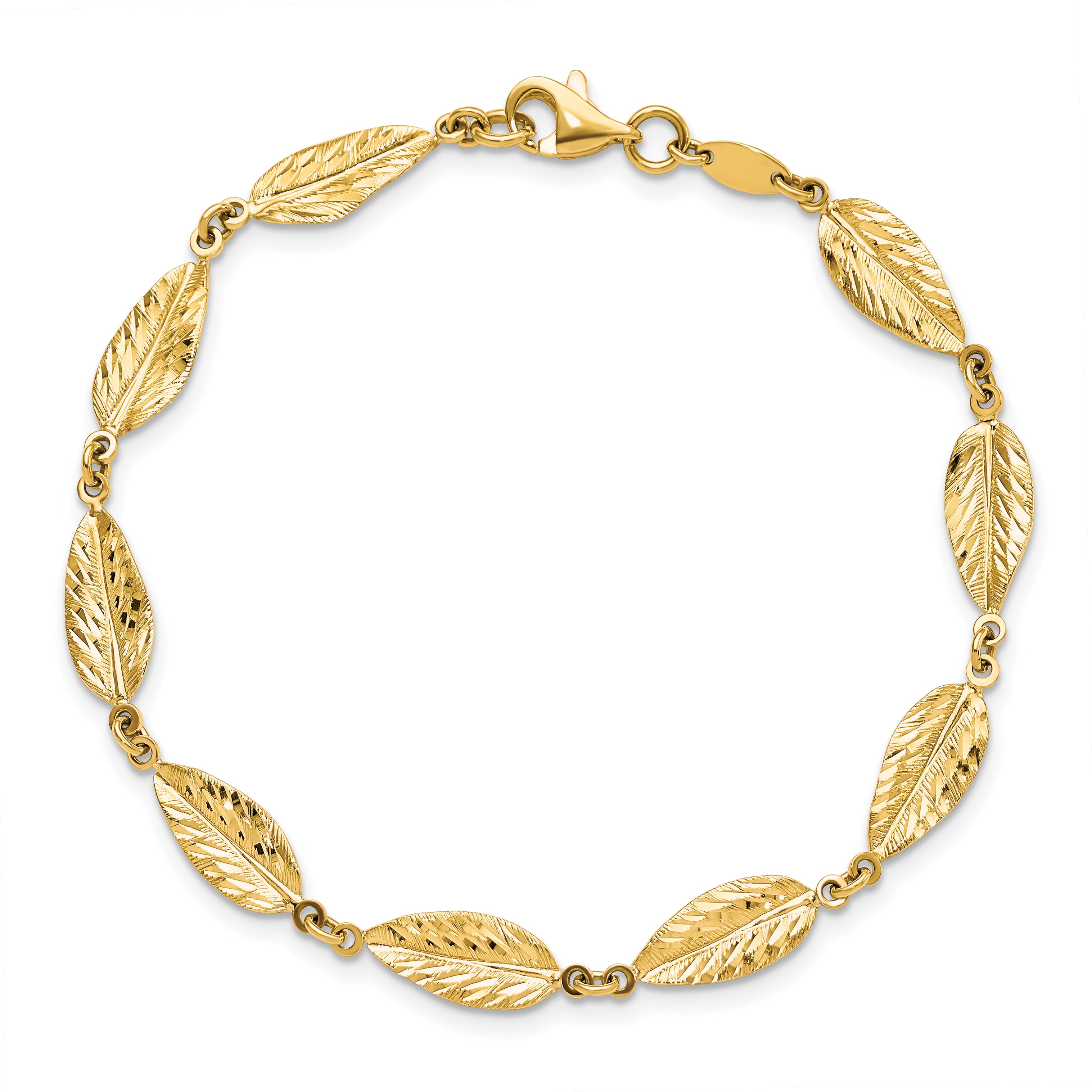 10K Polished Leaf Bracelet