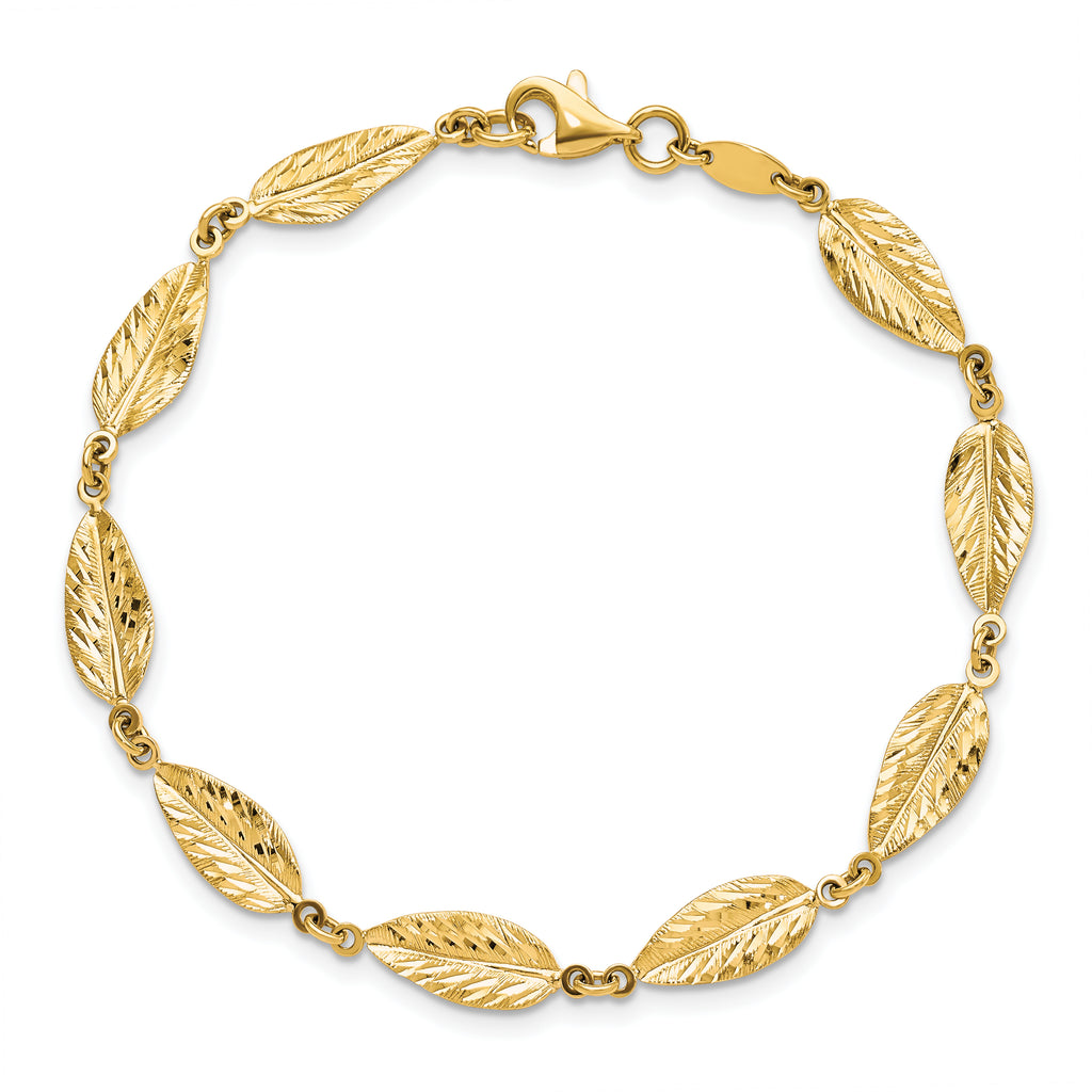 10K Polished Leaf Bracelet