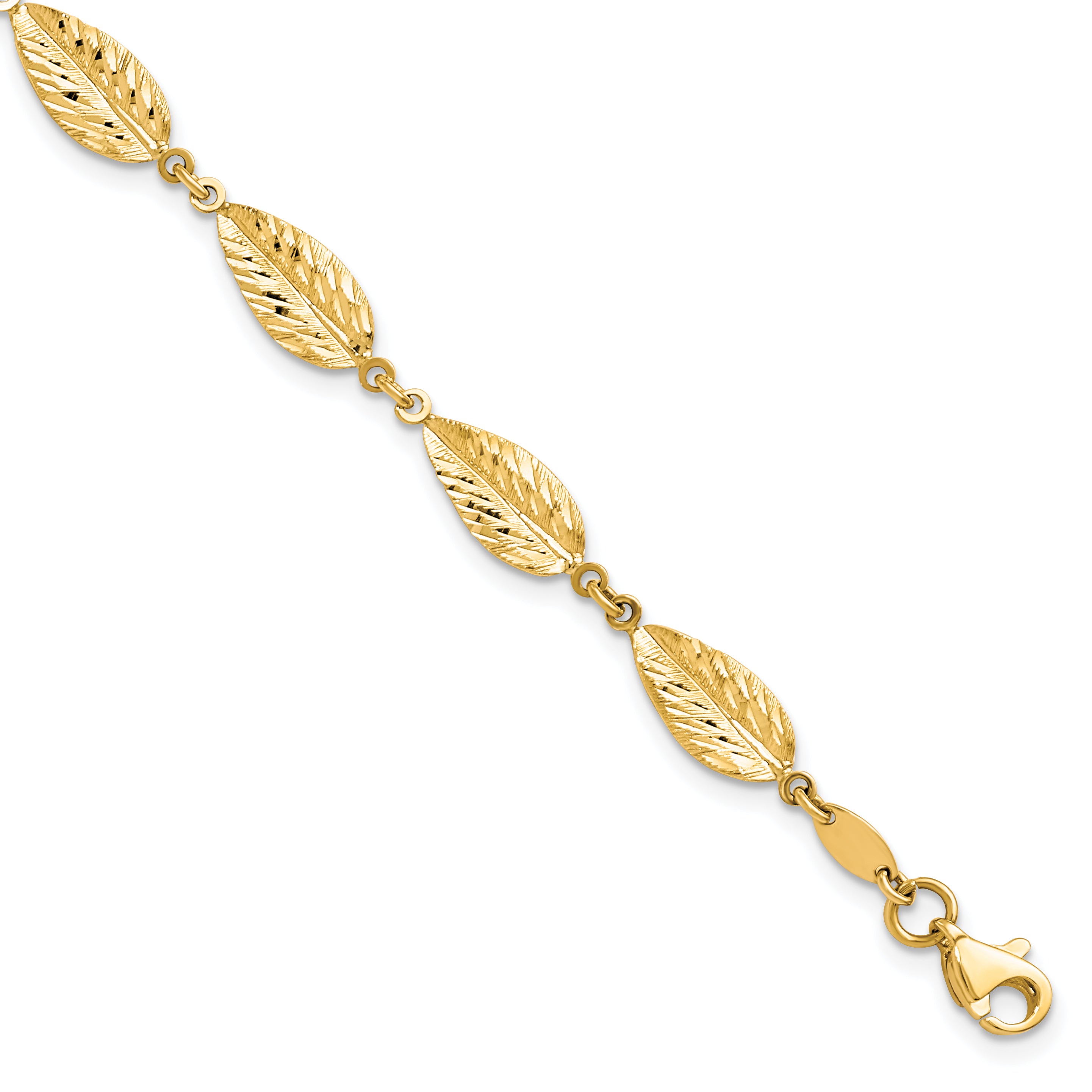 10K Polished Leaf Bracelet