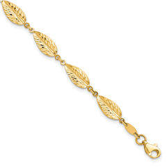 10K Polished Leaf Bracelet