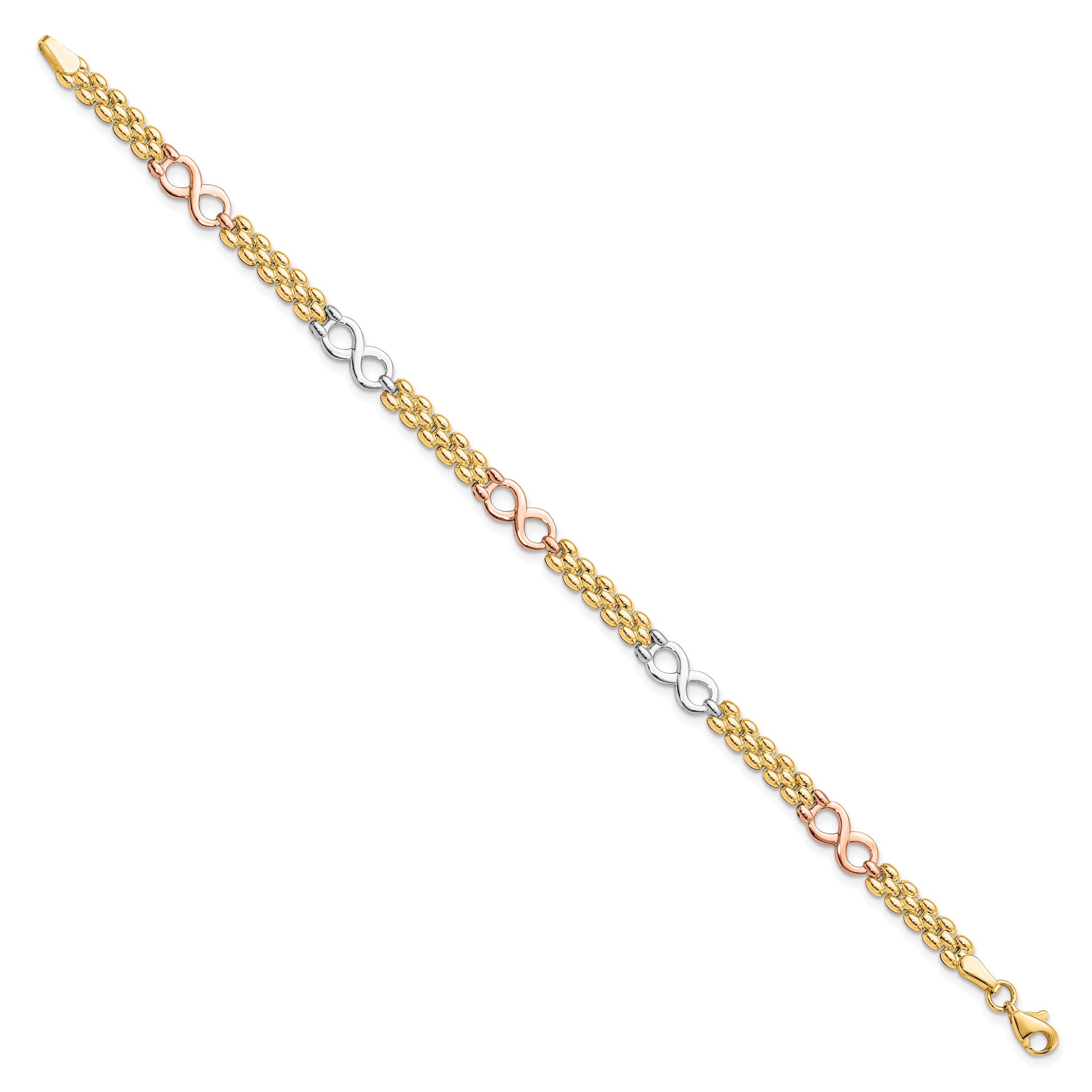 10K Tri-color Reversible Infinity Bracelet