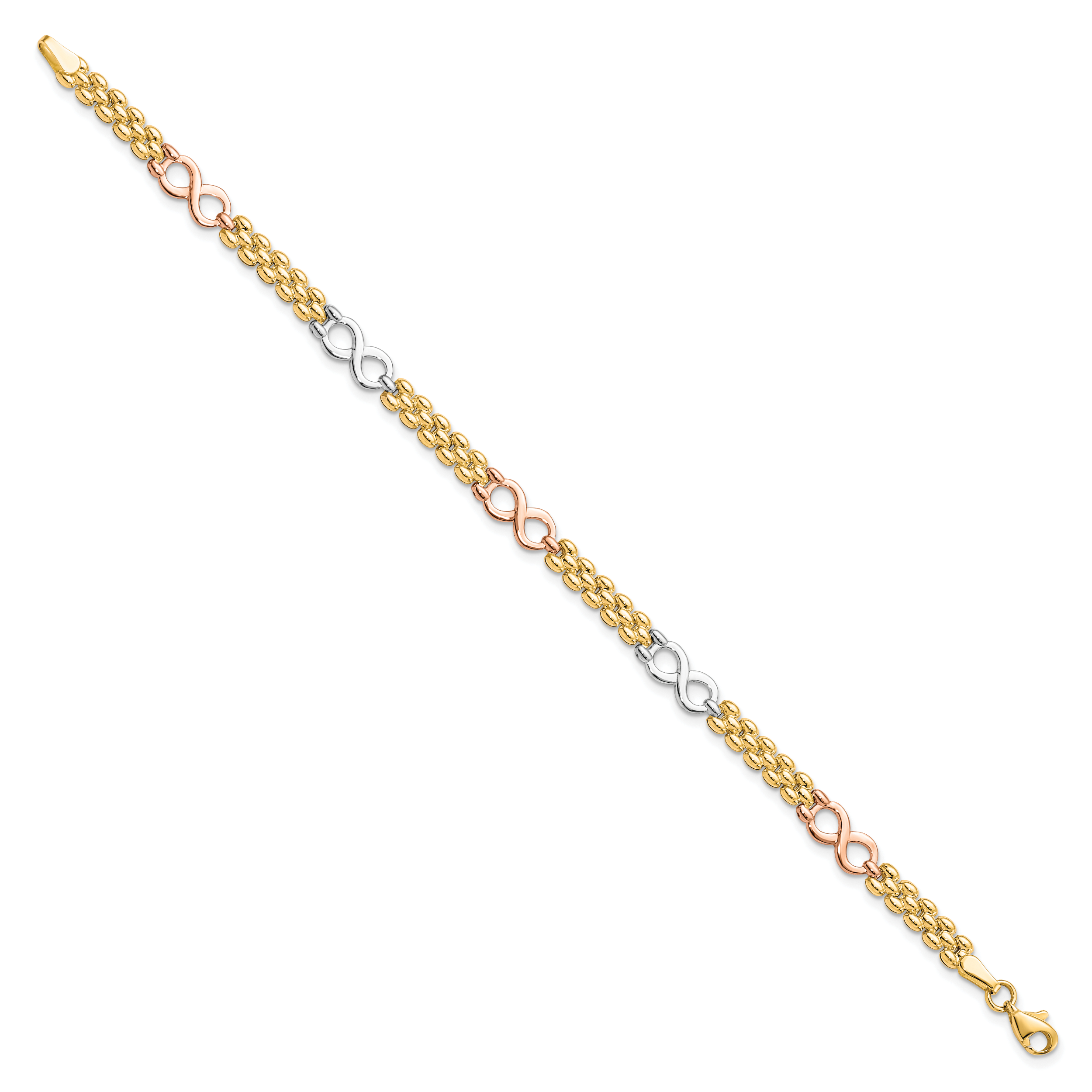 10K Tri-color Reversible Infinity Bracelet