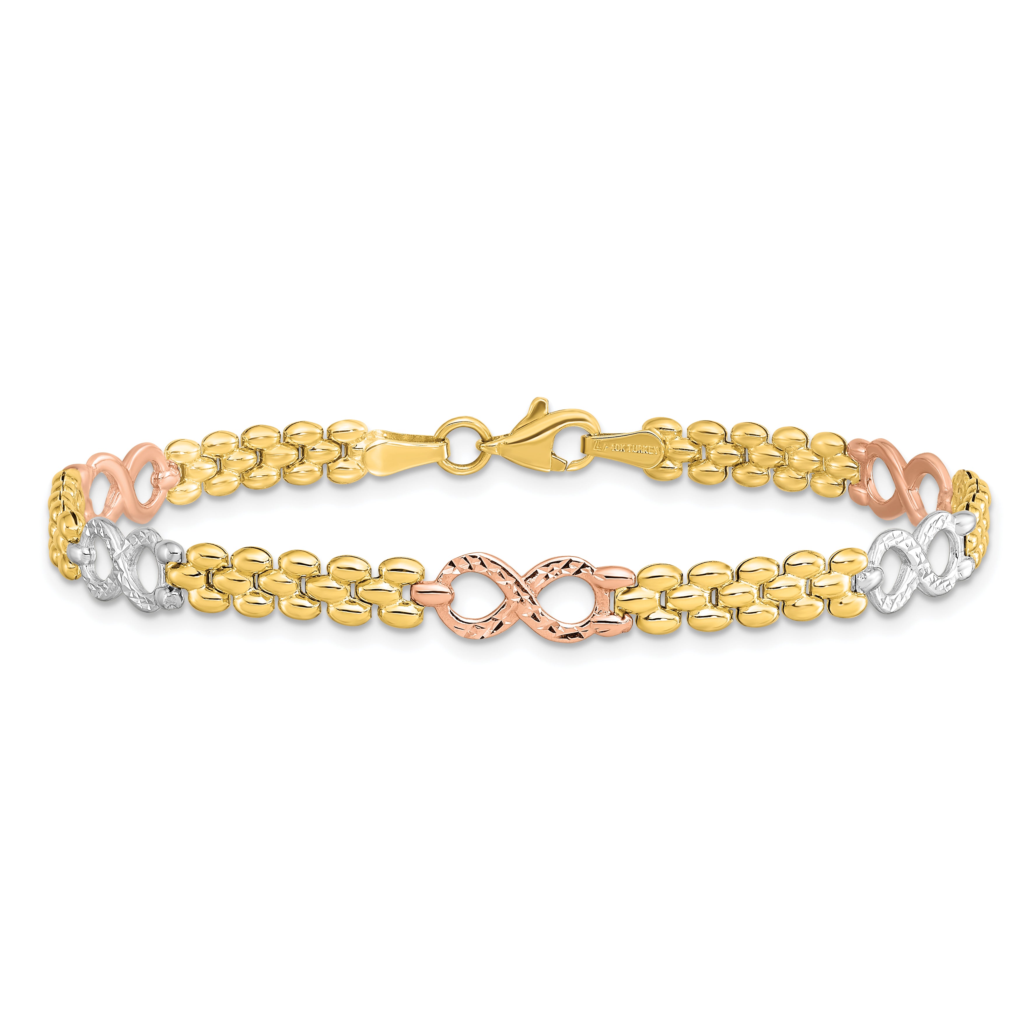 10K Tri-color Reversible Infinity Bracelet