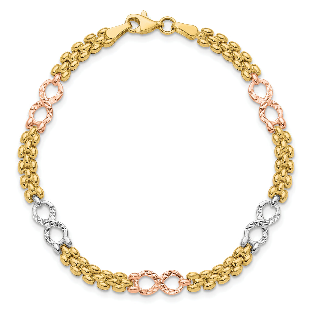 10K Tri-color Reversible Infinity Bracelet