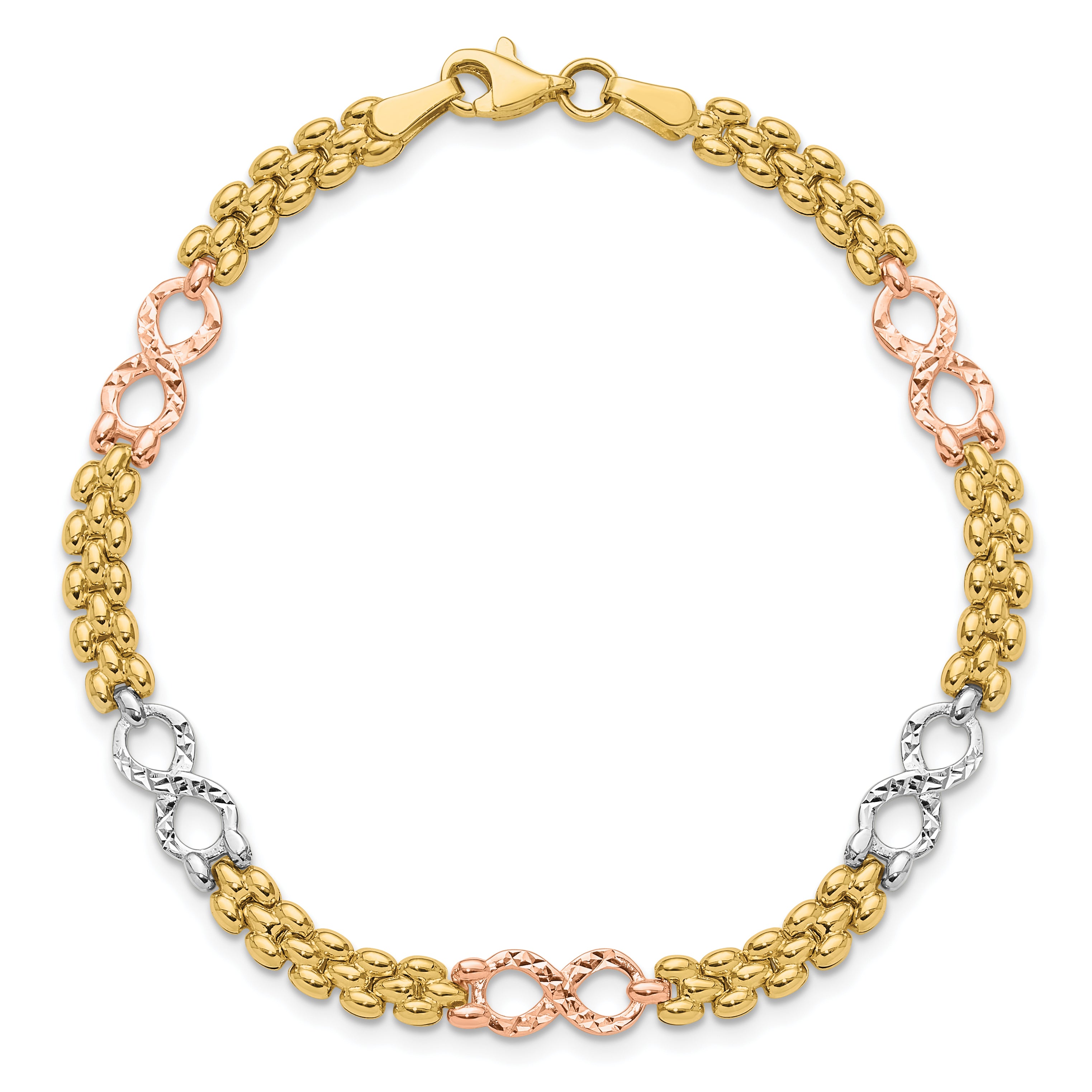 10K Tri-color Reversible Infinity Bracelet