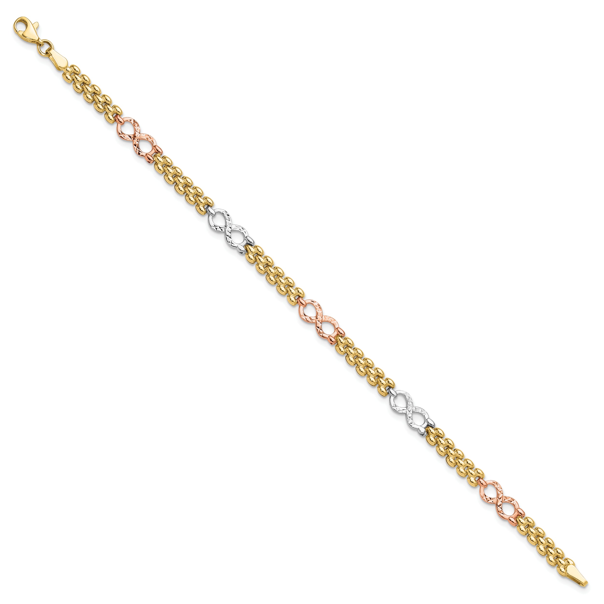 10K Tri-color Reversible Infinity Bracelet