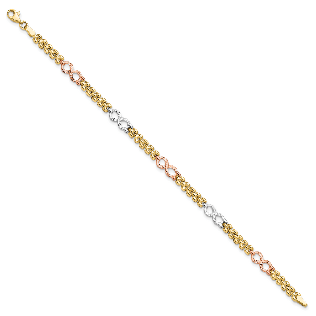 10K Tri-color Reversible Infinity Bracelet