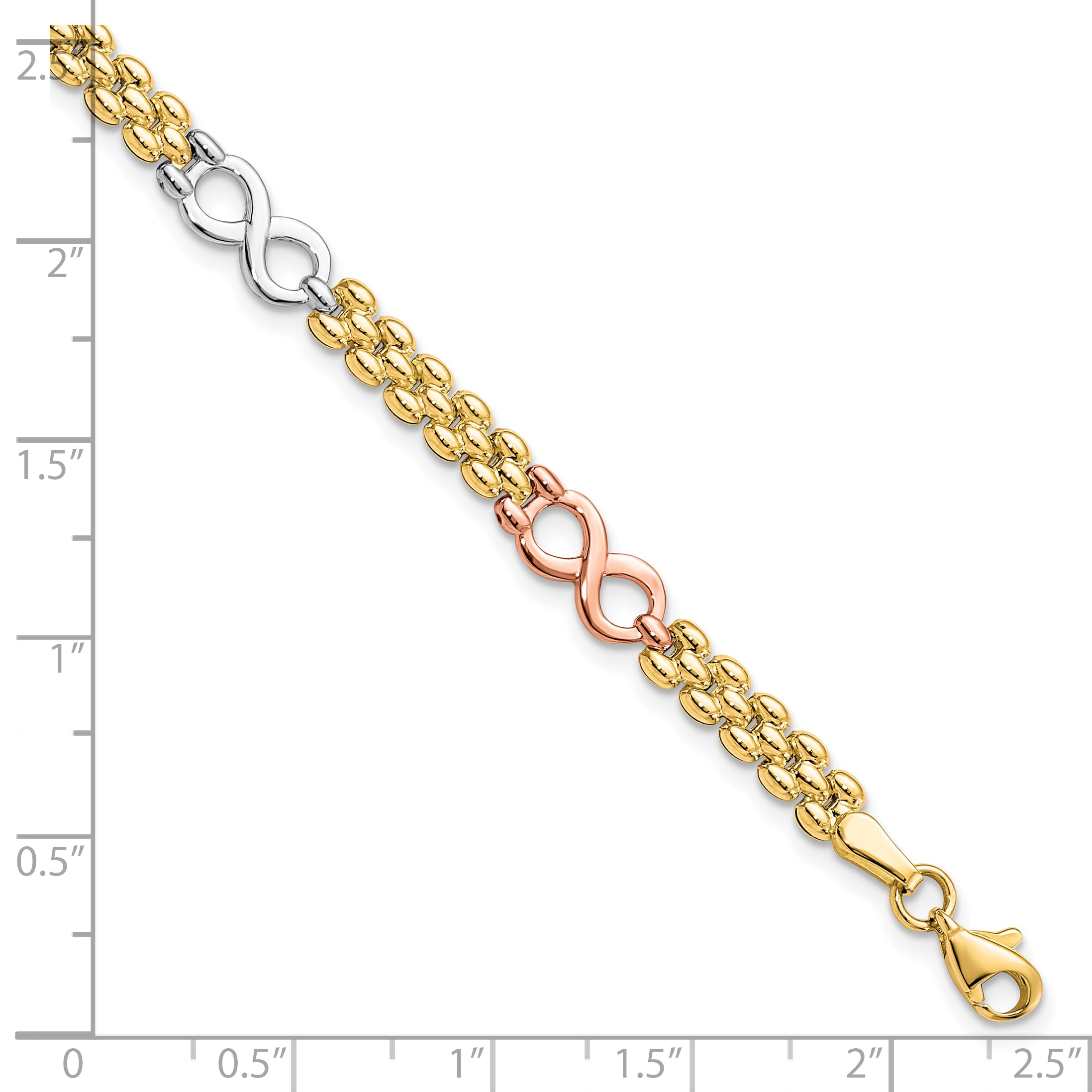 10K Tri-color Reversible Infinity Bracelet