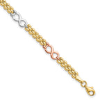 10K Tri-color Reversible Infinity Bracelet
