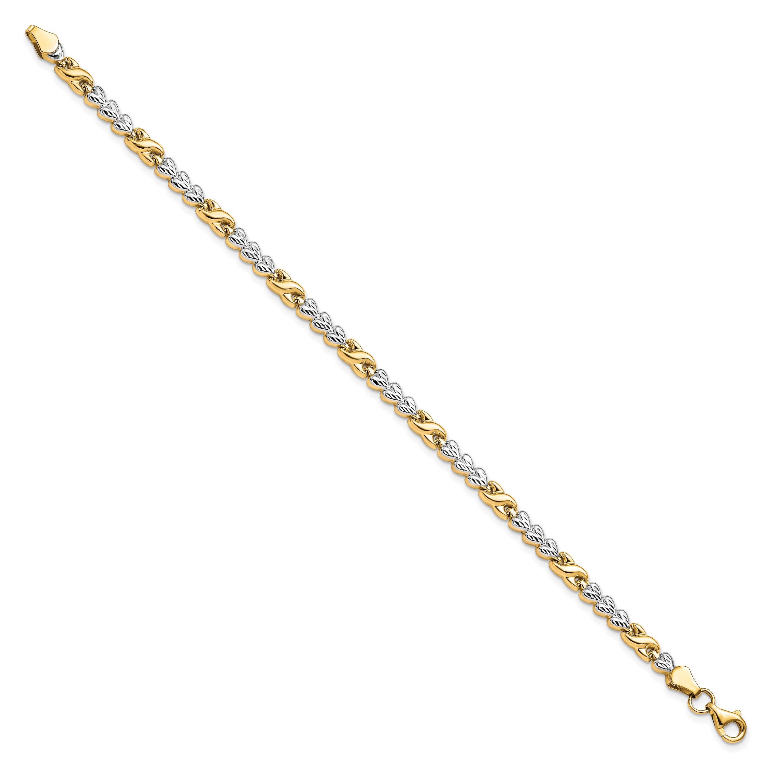 10K w/Rhodium D/C Infinity and Heart Bracelet Secondary image