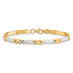 10K w/Rhodium D/C Infinity and Heart Bracelet