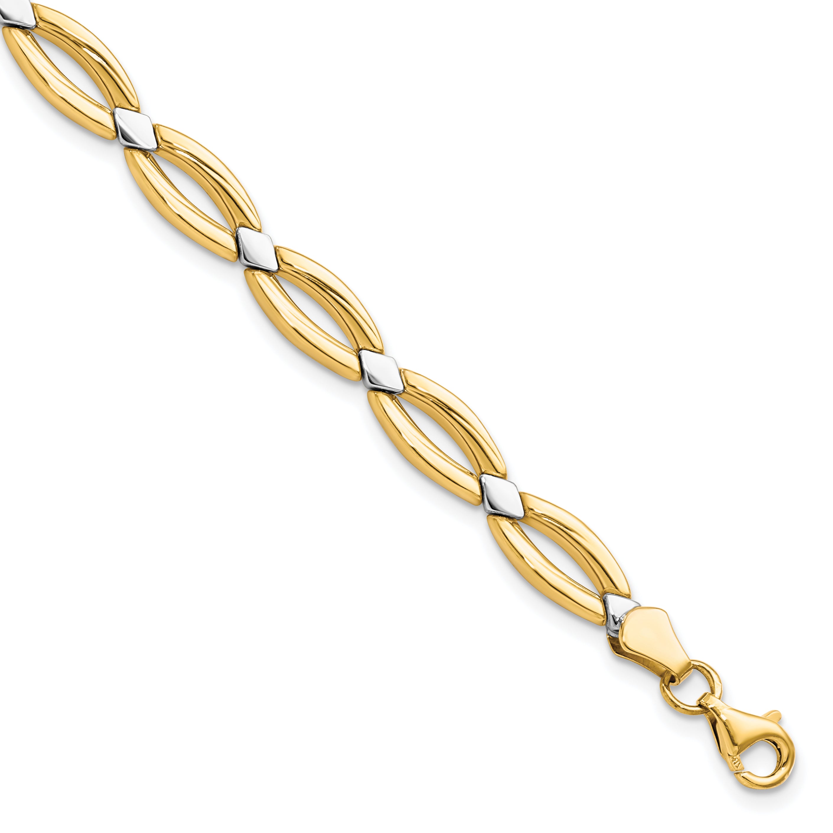 10K w/Rhodium Fancy Link Bracelet Main image