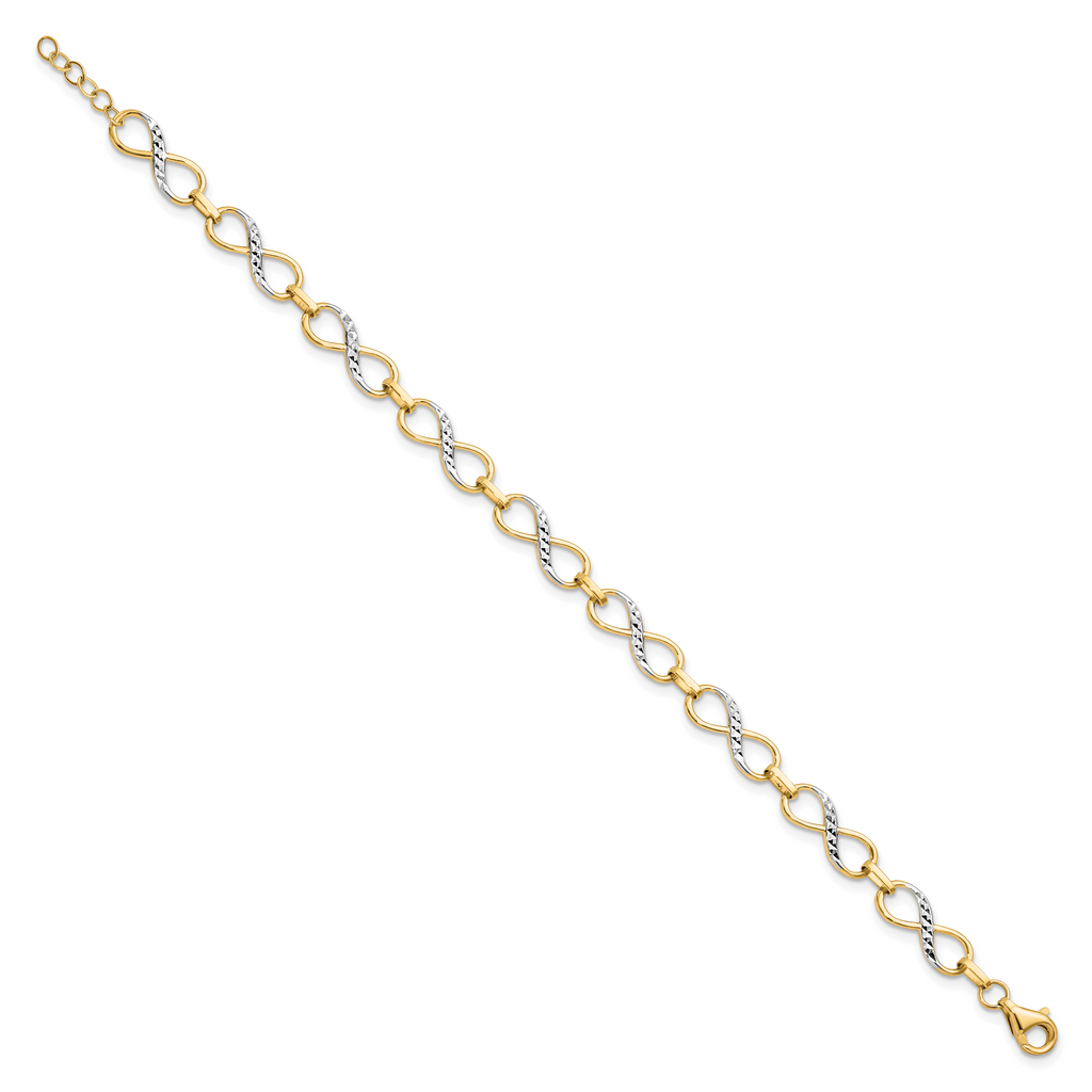 10K w/Rhodium D/C Infinity Fancy Bracelet