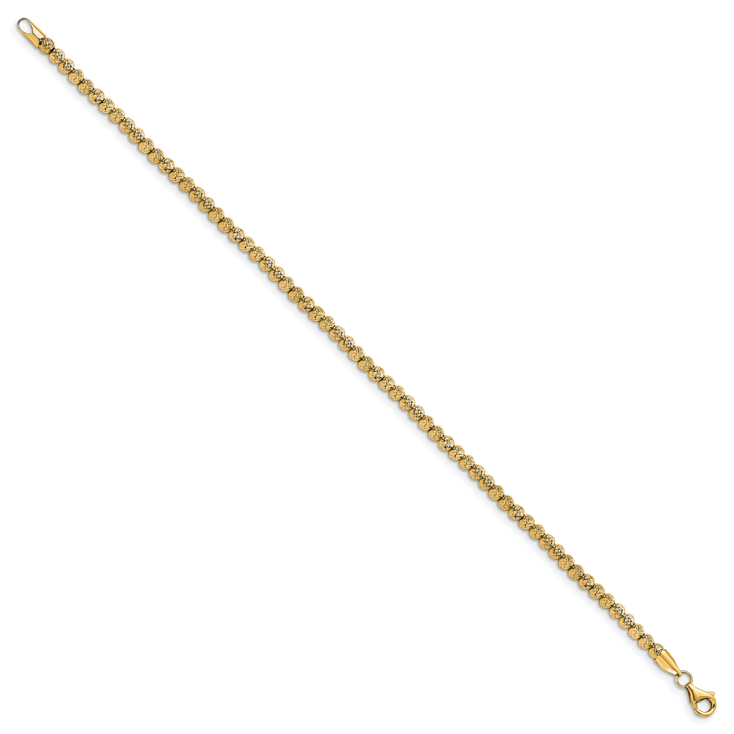10K Polished Fancy Link D/C Beaded Bracelet Secondary image