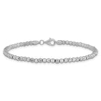10K White Gold Polished D/C Beaded Bracelet