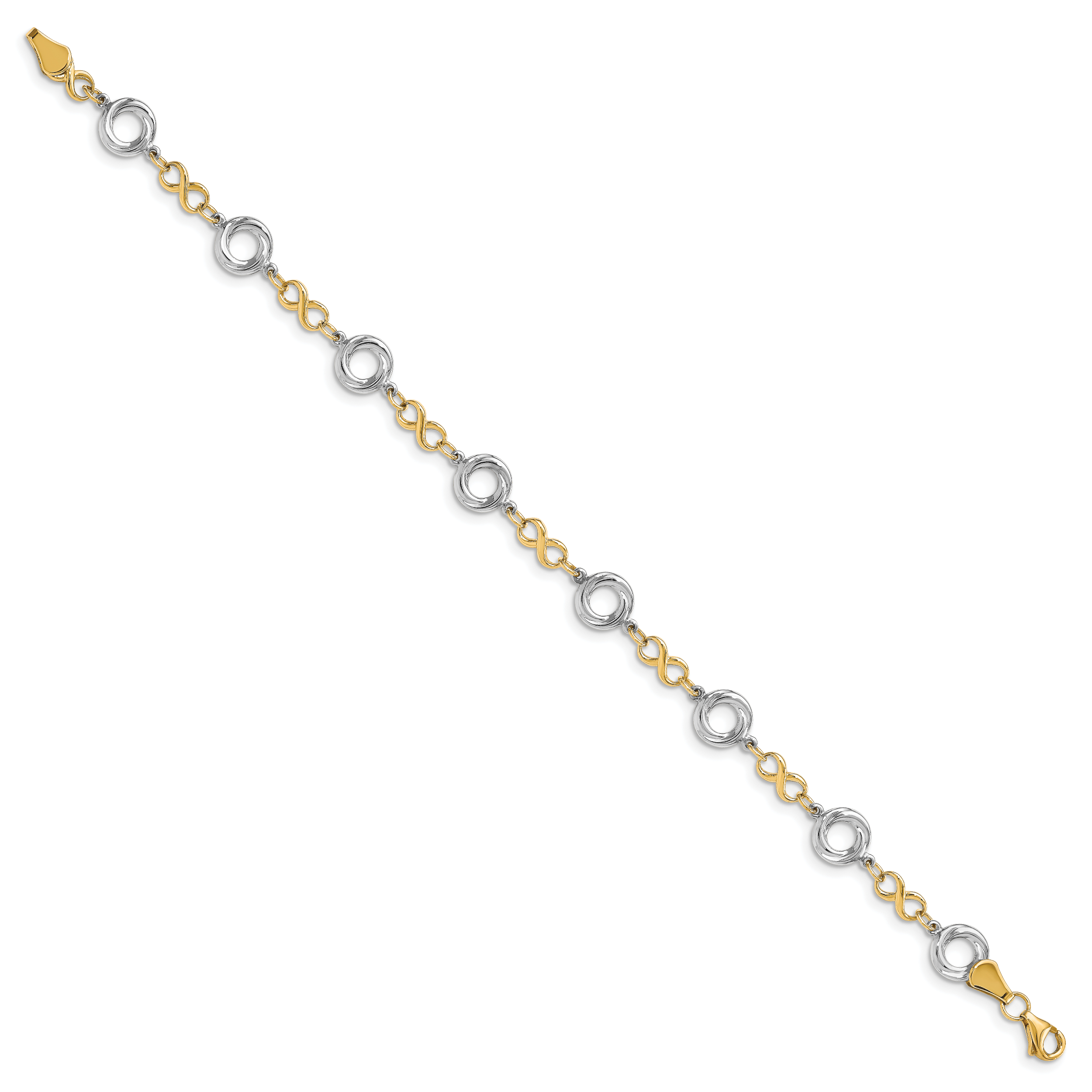 10K Two-tone Polished Textured Infinity Bracelet Secondary image