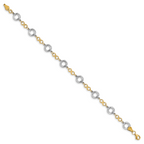 10K Two-tone Polished Textured Infinity Bracelet