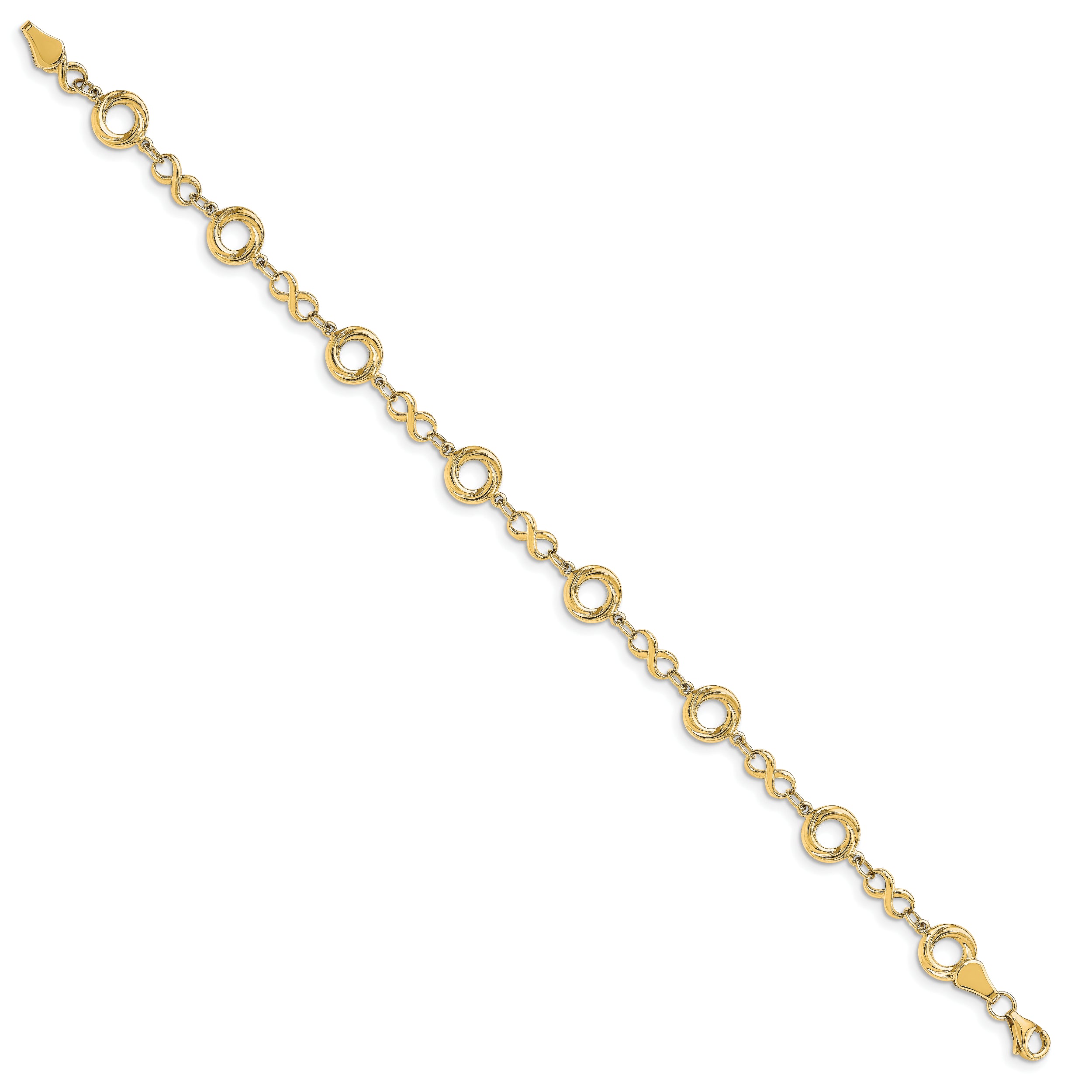 10K Polished Textured Infinity Link Bracelet