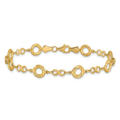 10K Polished Textured Infinity Link Bracelet