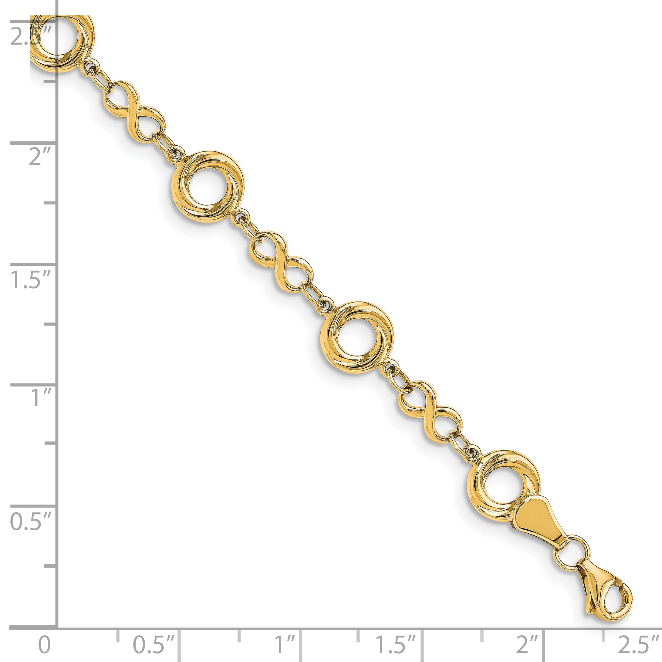 10K Polished Textured Infinity Link Bracelet