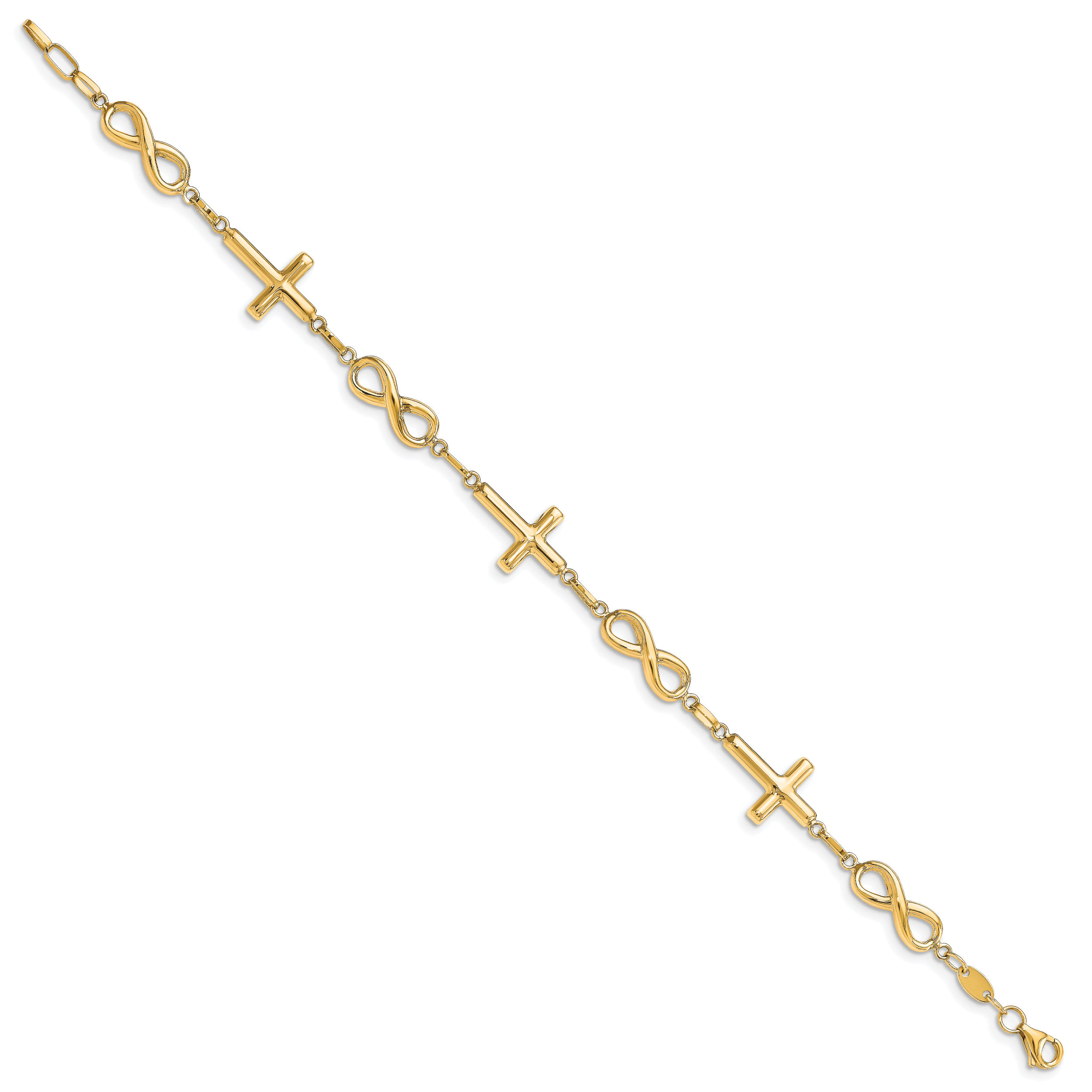 10K Polished Cross and Infinity Bracelet Secondary image