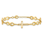 10K Polished Cross and Infinity Bracelet