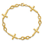 10K Polished Cross and Infinity Bracelet