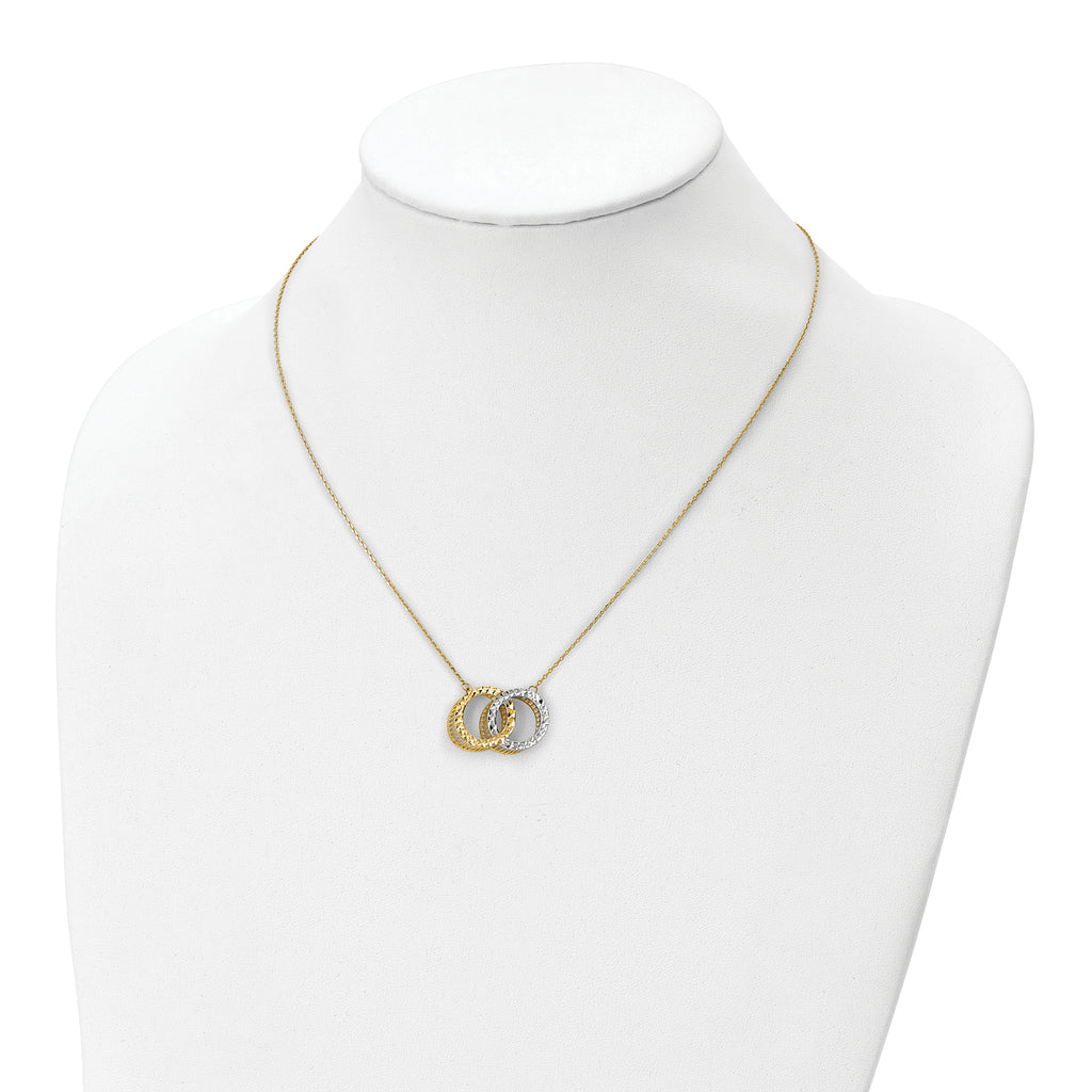 10K Rhodium-plated Polished D/C Necklace