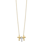 10K Two-tone Polished 3-Cross Necklace