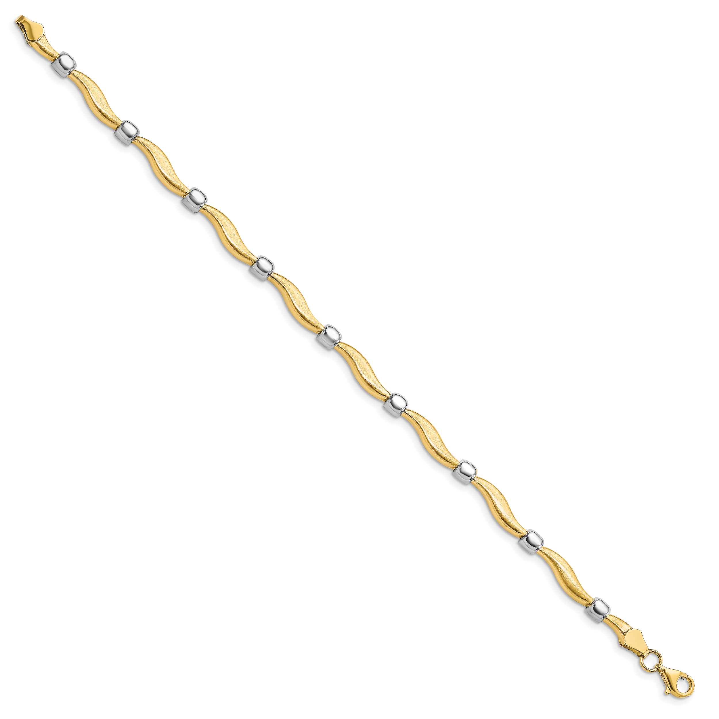 10K Rhodium-plated Polished and Satin Bracelet Secondary image