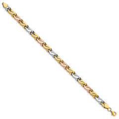 10K Tri-color Polished and Brushed Bracelet