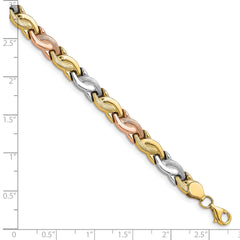 10K Tri-color Polished and Brushed Bracelet