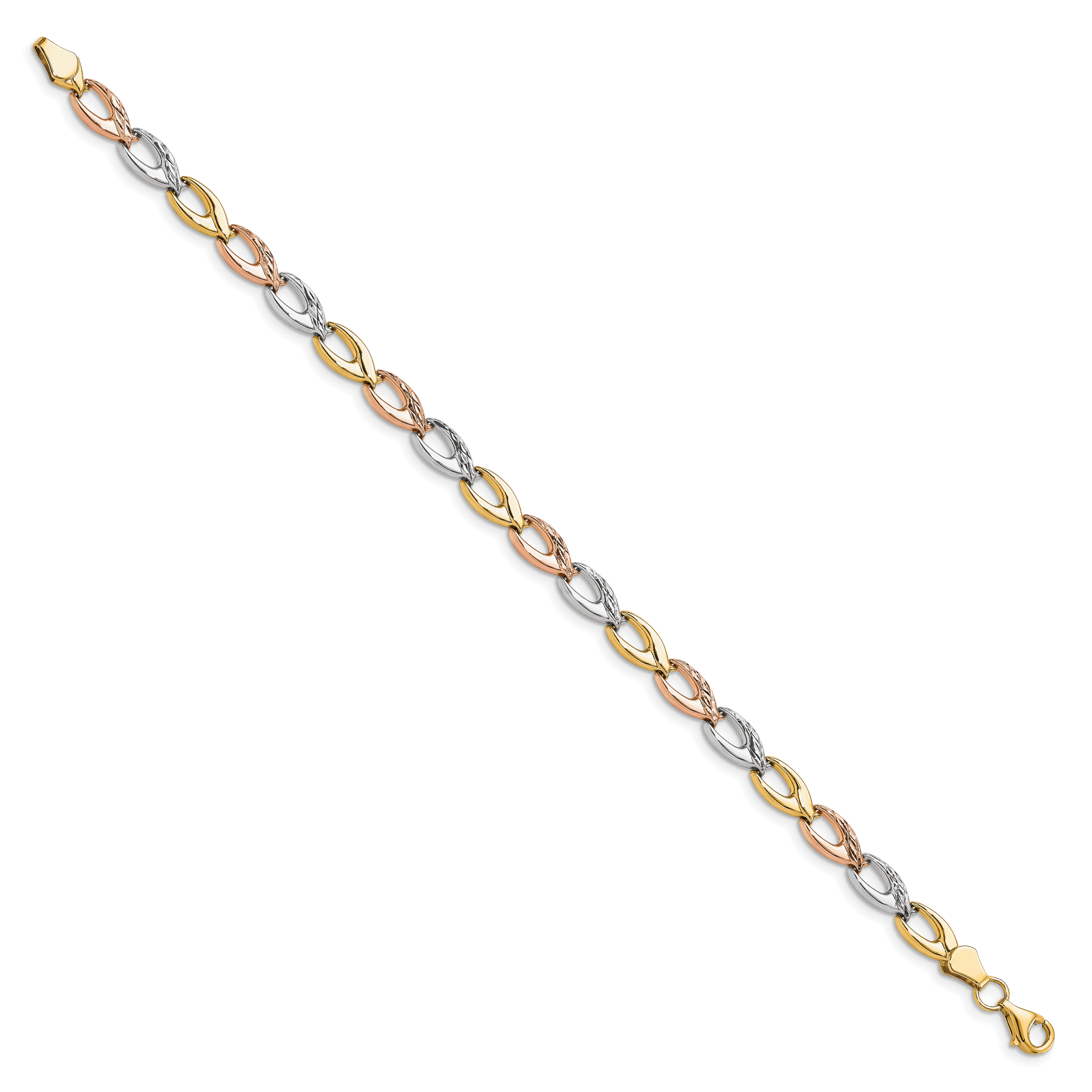 10K Tri-color Polished D/C Bracelet Secondary image