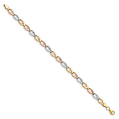 10K Tri-color Polished D/C Bracelet