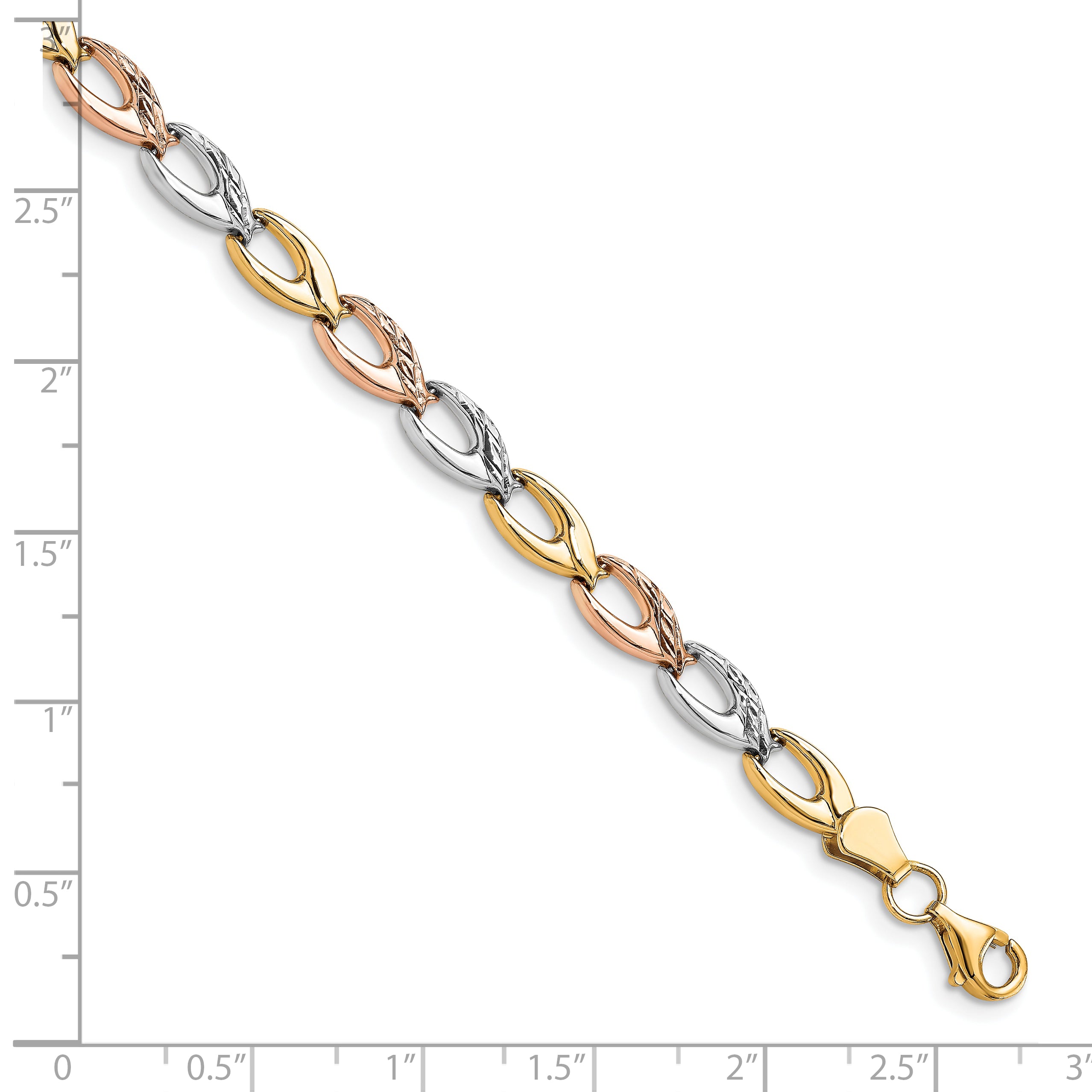10K Tri-color Polished D/C Bracelet