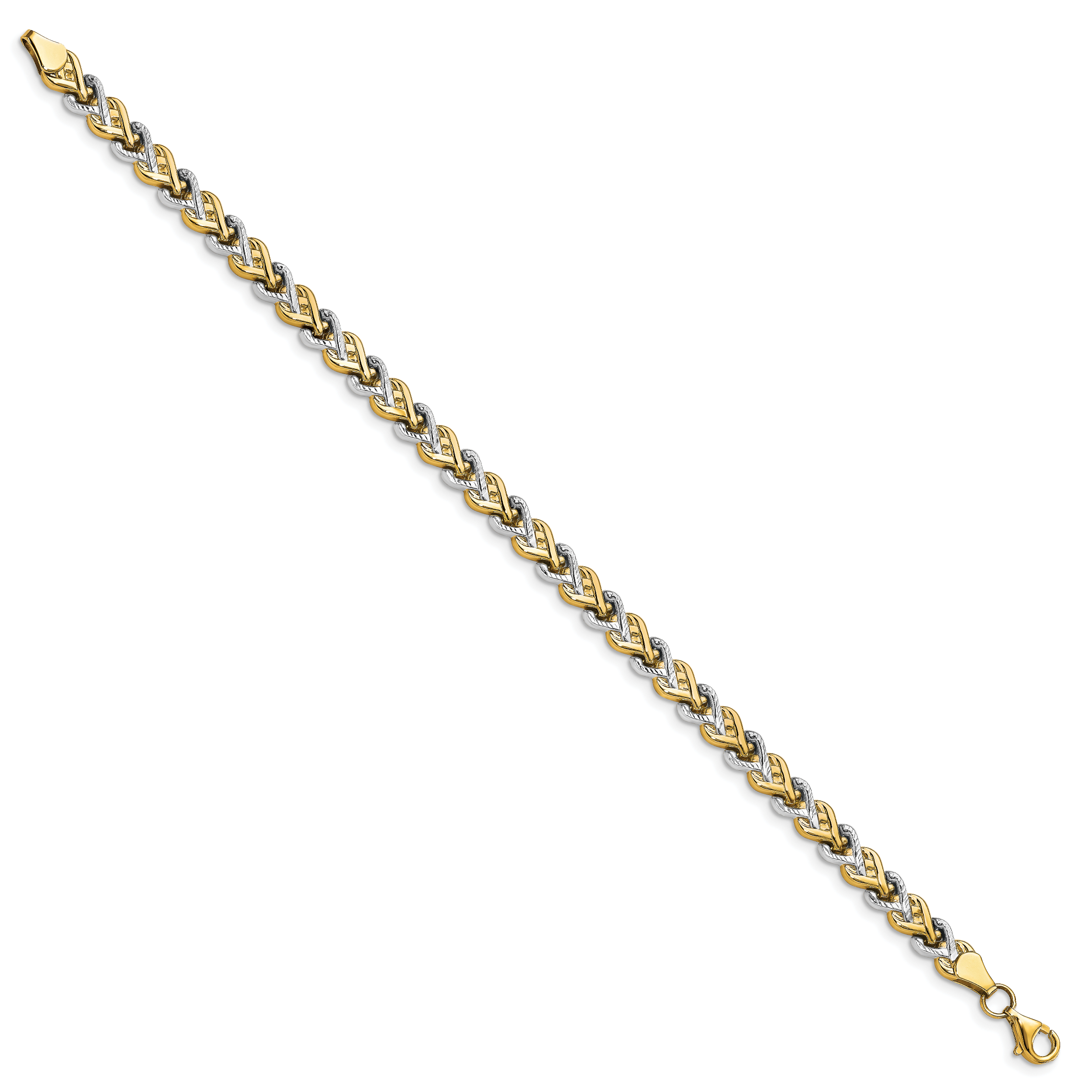 10K Rhodium-plated Polished D/C Bracelet