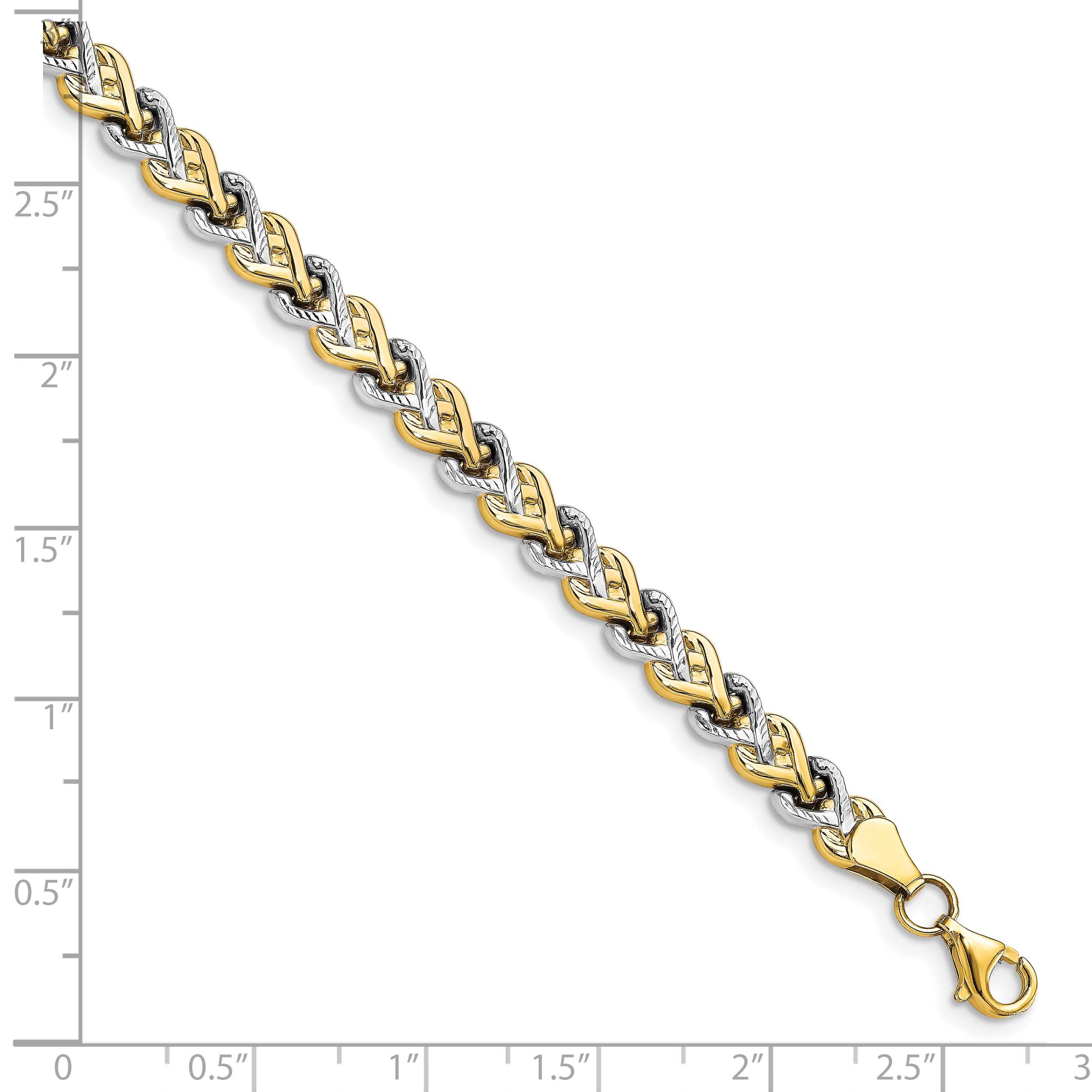 10K Rhodium-plated Polished D/C Bracelet