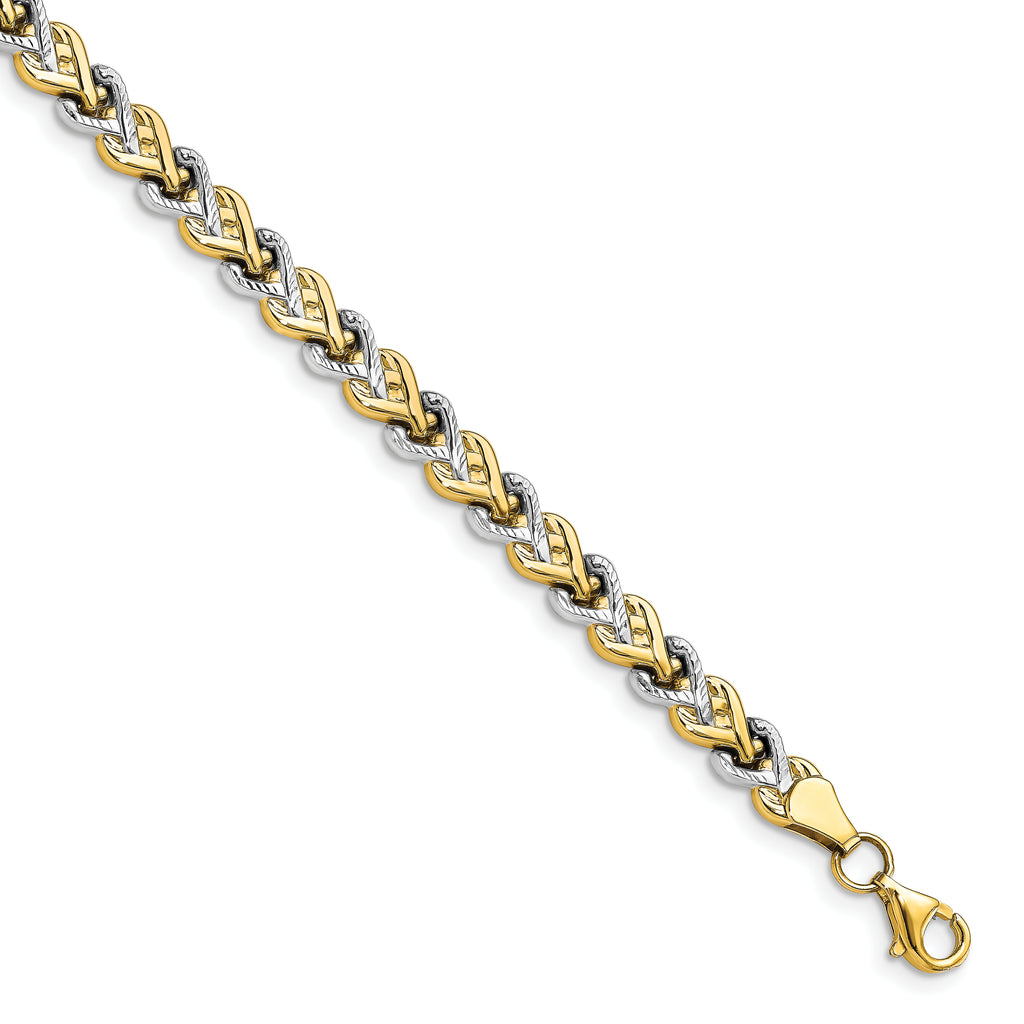 10K Rhodium-plated Polished D/C Bracelet