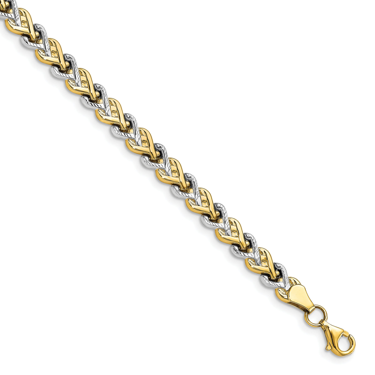 10K Rhodium-plated Polished D/C Bracelet