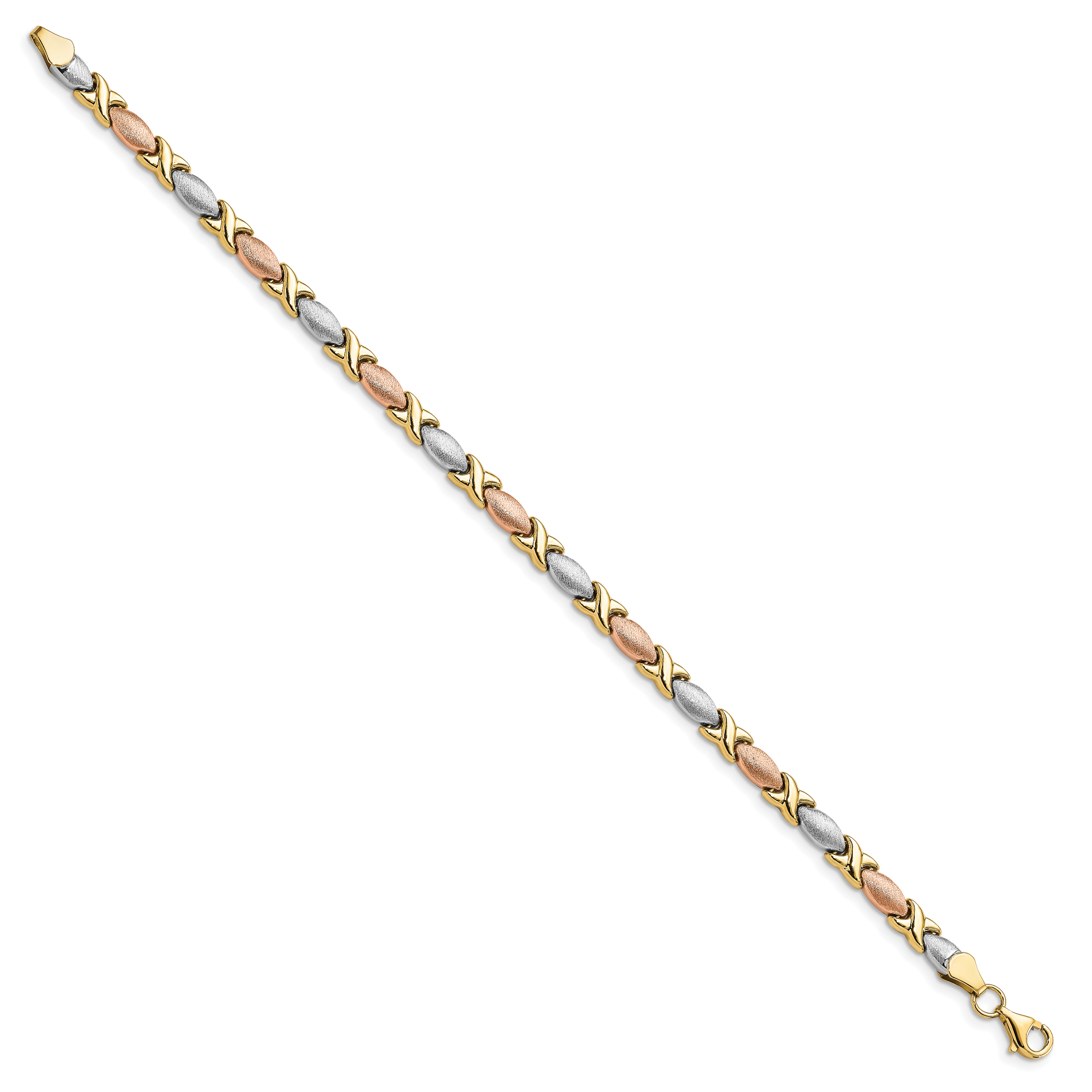 10K Tri-color Polished and Brushed Bracelet Secondary image