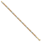 10K Tri-color Polished and Brushed Bracelet