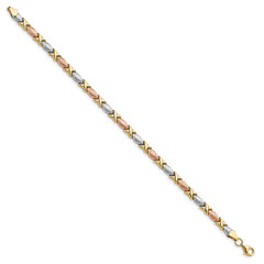 10K Tri-color Polished and Brushed Bracelet